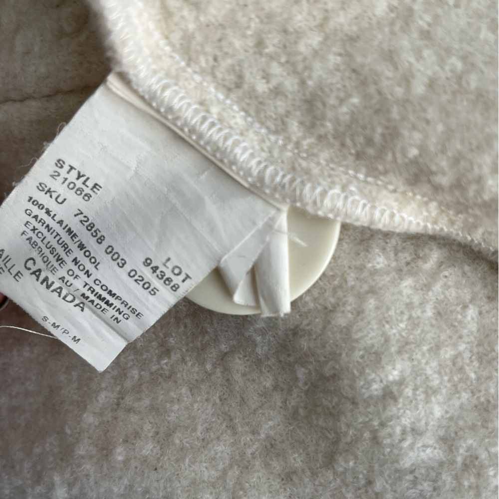 🇨🇦 Le Château Cream Off white Wool Hooded Midi Length Coat Size Small - Picture 7 of 7